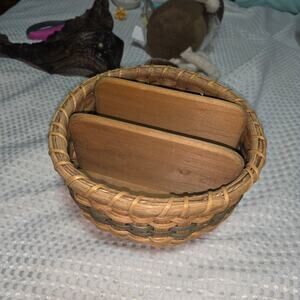WOVEN BASKET LAZY SUSAN NAPKIN UTENSILS HOLDER HANDCRAFTED BASKET